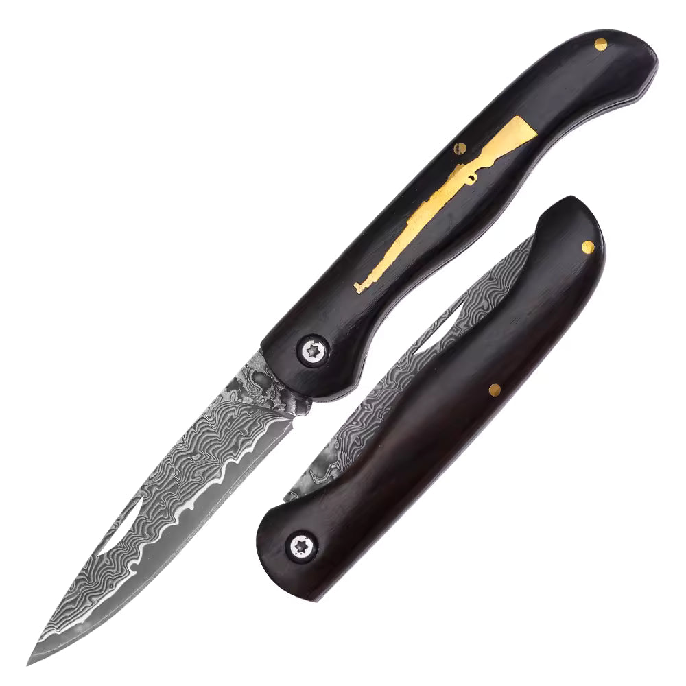 COLUMBIA FOLDING KNIFE - GOLDEN RIFLE BLACK