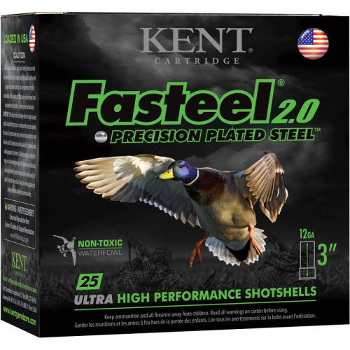 KENT CARTRIDGES FASTEEL 2.0, 20GA, 3", #4, 1-1/4OZ STEEL SHOT, 1300FPS, BOX OF 25