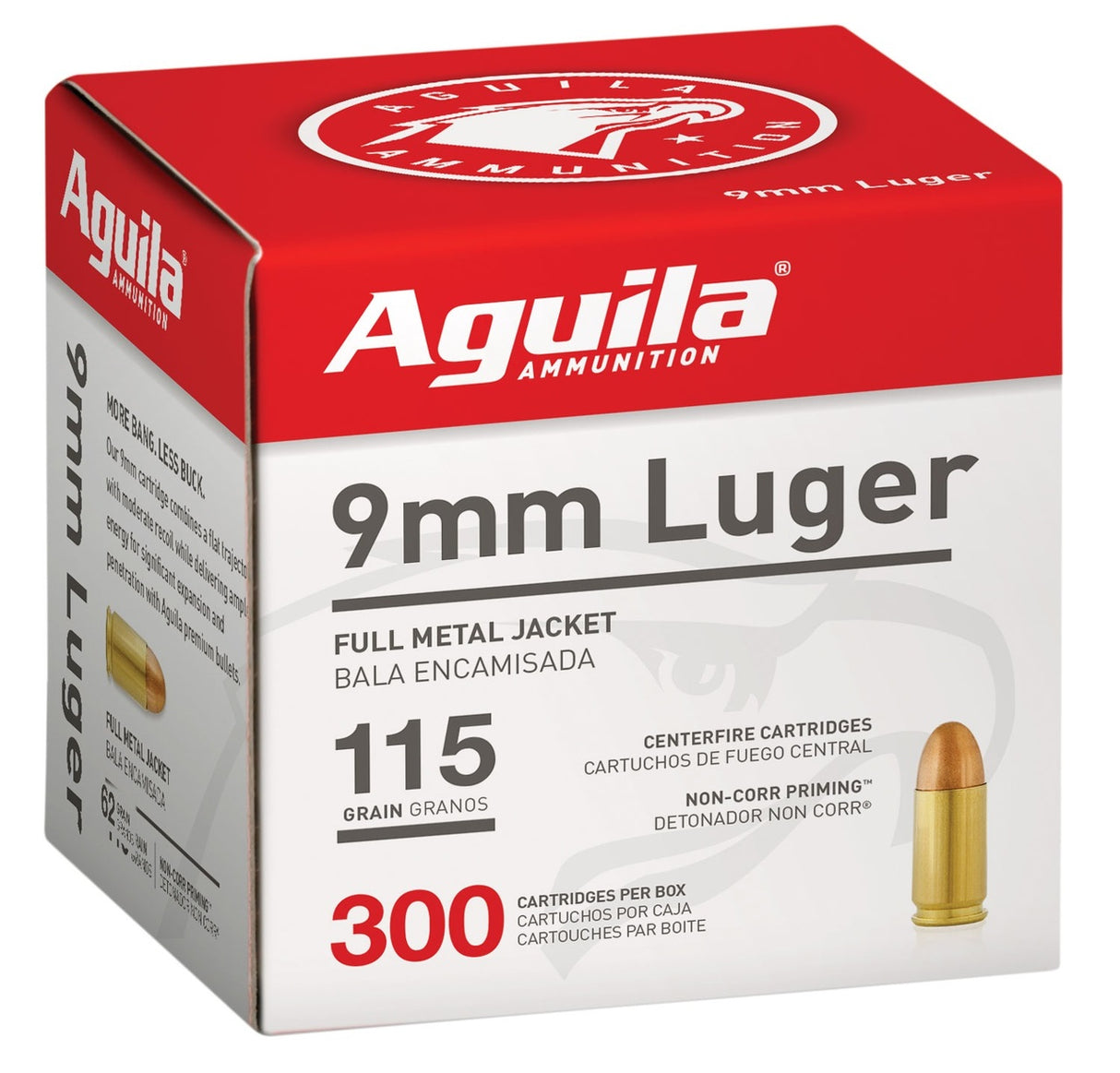 AGUILA 9 mm Munition 1E097700 115 Grain Full Metal Jacket Bulk Pack 300 Rounds