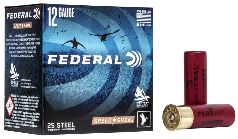 FEDERAL SPEED SHOK WATERFOWL, 12GA, 3″, 1-1/8oz, #4 Steel Shot - Box of 25