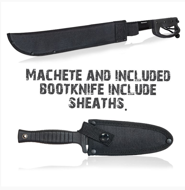 MAXAM Machete and Boot Knife Combo with Sheaths, 18 Inch