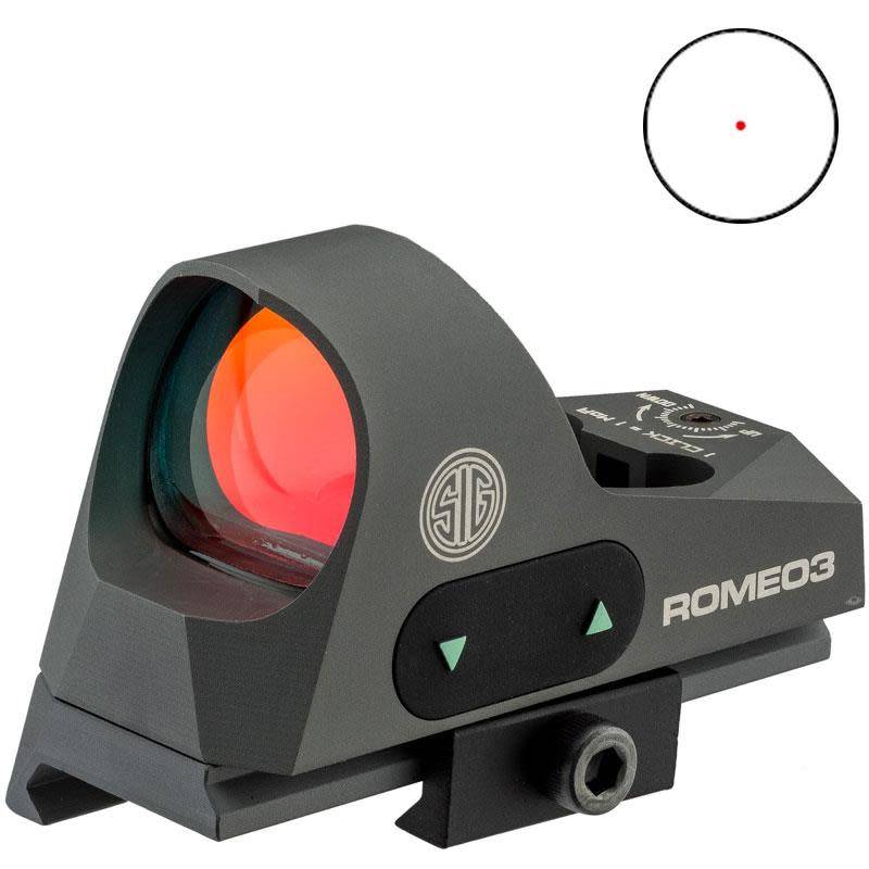 Roméo 3 Reflex Sight 1x25mm, 3 MOA Rouge Dot 1.0 Moa Ajuster M1913 avec colonne montante, graphite