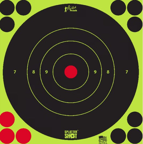 PRO-SHOT SPLATTER SHOT 8'' BULLSEYE TARGET - PEEL & STICK - 6 PK - DIFFERENT COLORS AVAILABLE