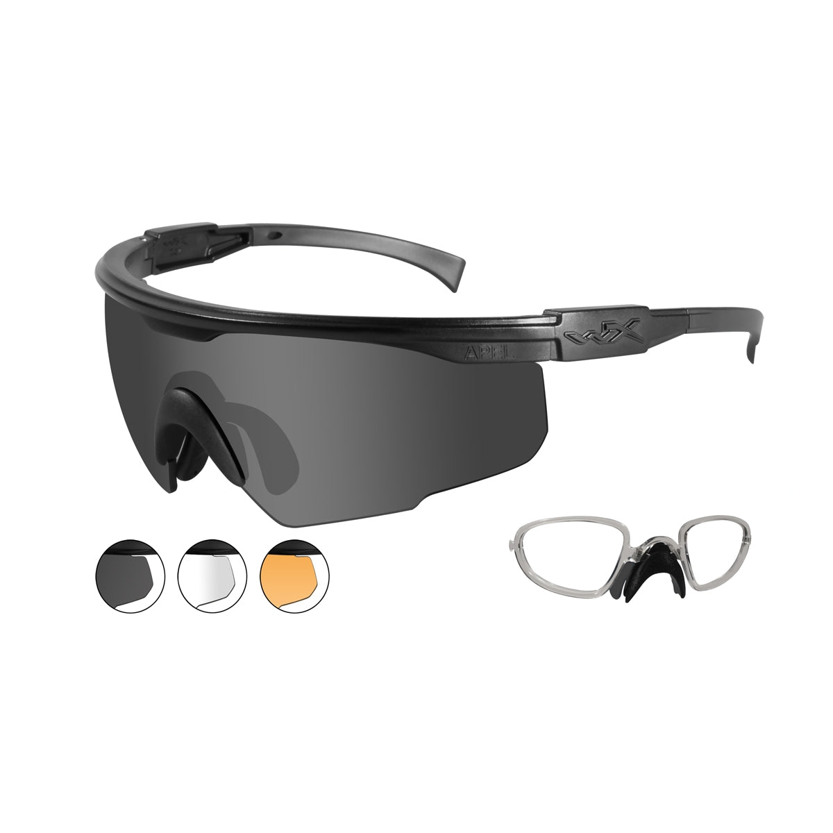 Wiley X PT-1SCL Matte Black Frame with 3 Lens Kit and RX Insert