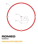 SIG SAUER ROMEO4S RED DOT SIGHT, BALLISTIC CIRCLE DOT, SOLAR, 0.5 MOA ADJ, SIDE BATTERY, TORX AND QR MOUNTS, GRAPHITE