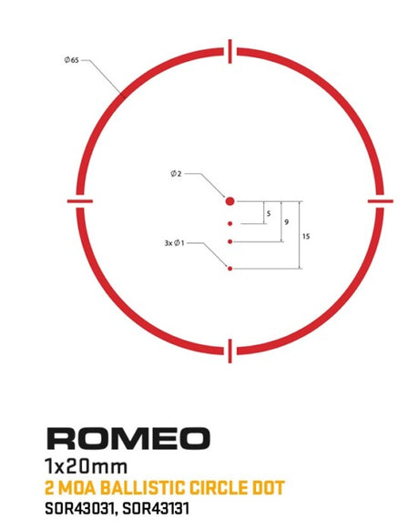 VISEUR POINT ROUGE SIG SAUER ROMEO4T , CERCLE-POINT BALISTIQUE, SOLAIRE, RÉGLAGE 0.5 MOA, BATTERIE LATÉRALE, MONTURE À BOULON HEXAGONAL, ENTRETOISE, NOIR