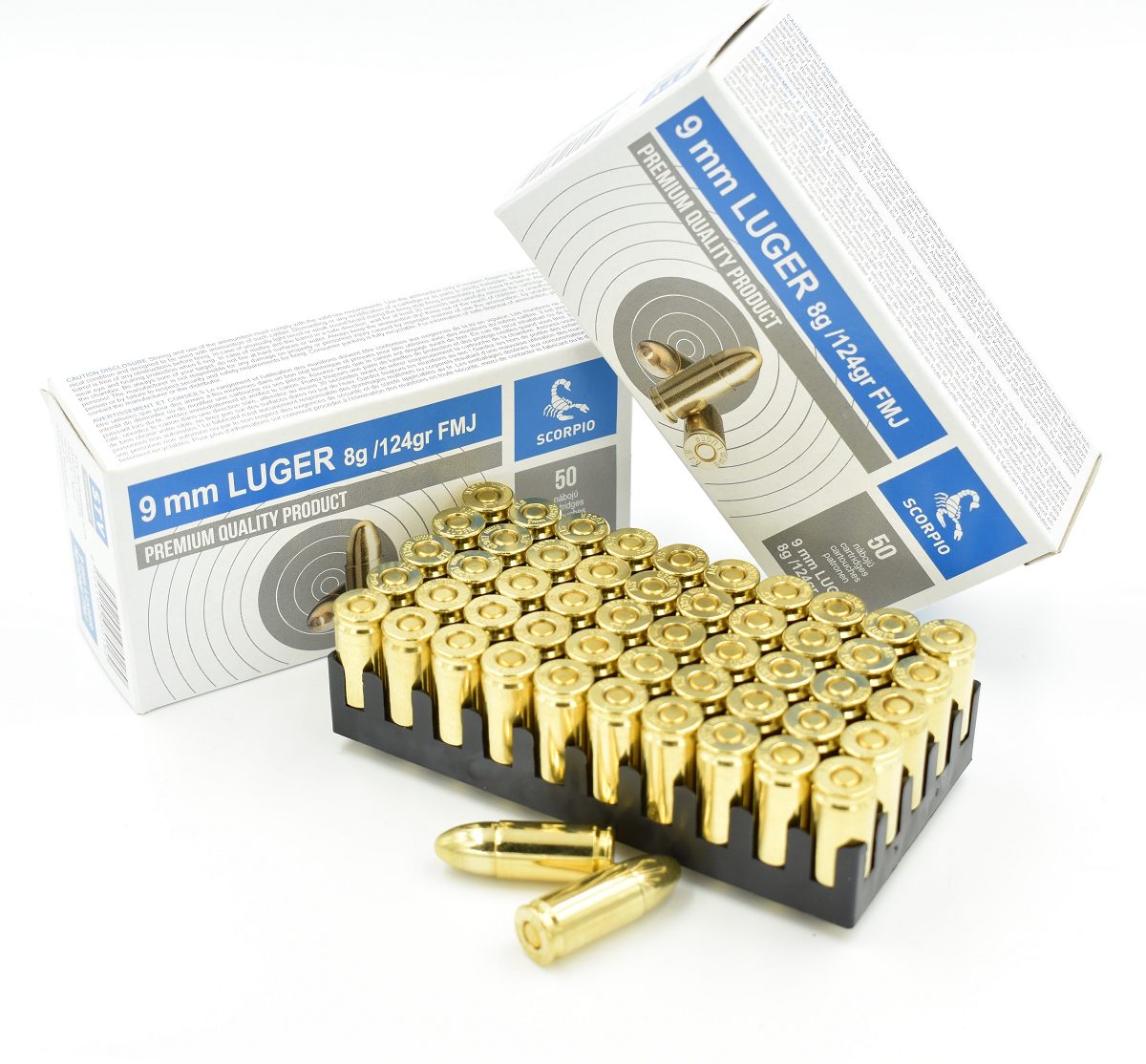 MUNITIONS STV TECHNOLOGY SCORPIO - 9MM, 124GR, FMJ - 50 / BOÎTE