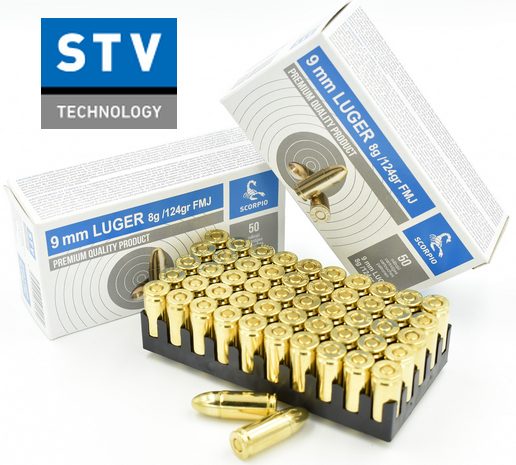 STV TECHNOLOGY SCORPIO AMMUNITION - 9MM, 124GR, FMJ - 50 / BOX