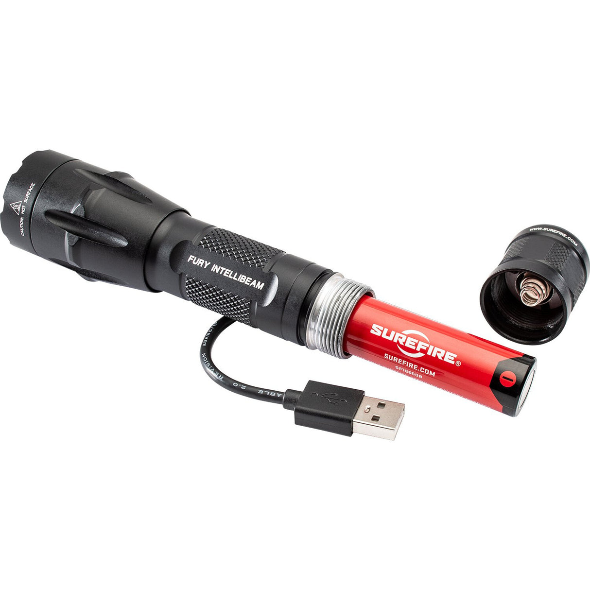 SUREFIRE, FL, FURY W'INTELLIBEAM TECHNOLOGY, DUAL FUEL, 1 x 18650/2 x 123A, INTELLIBEAM/HIGH 1500 LU, WH LED, ALUM BLACK TYPE III ANO, CLICK