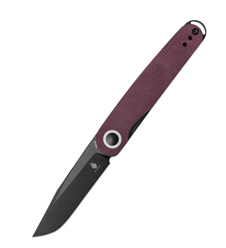 Kizer Azo Squidward Front Flipper Knife Red Richlite Handle V3604C3 (2.81" Black)