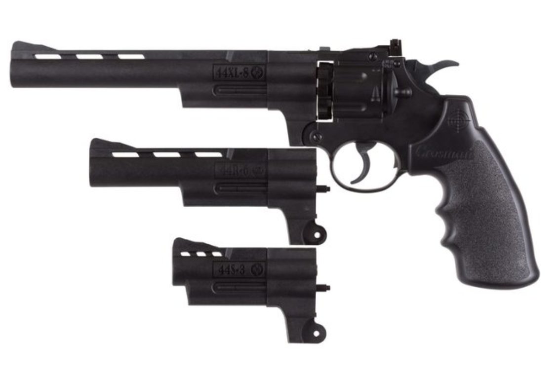 Crosman CR44TTKT Triple menace, pistolet à air, CO2 Powered, S Dual Munitions, Air Revolver, 3 ", 6" et 8 "baril, .177 - 450 ips