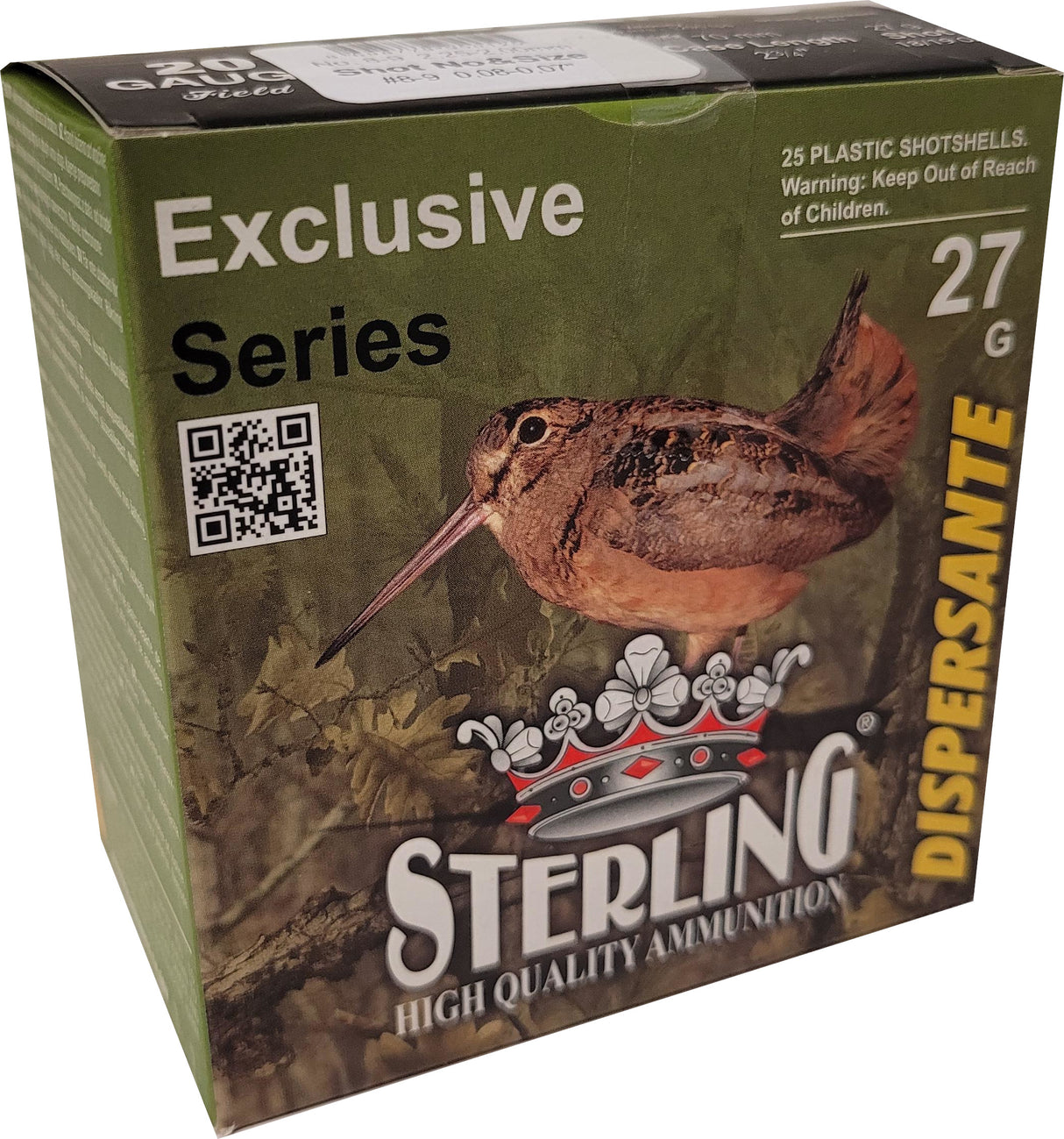 Sterling BirdShot 20ga, 27gr, # 8-9, 2-3 / 4 "- boîte de 25 RDS