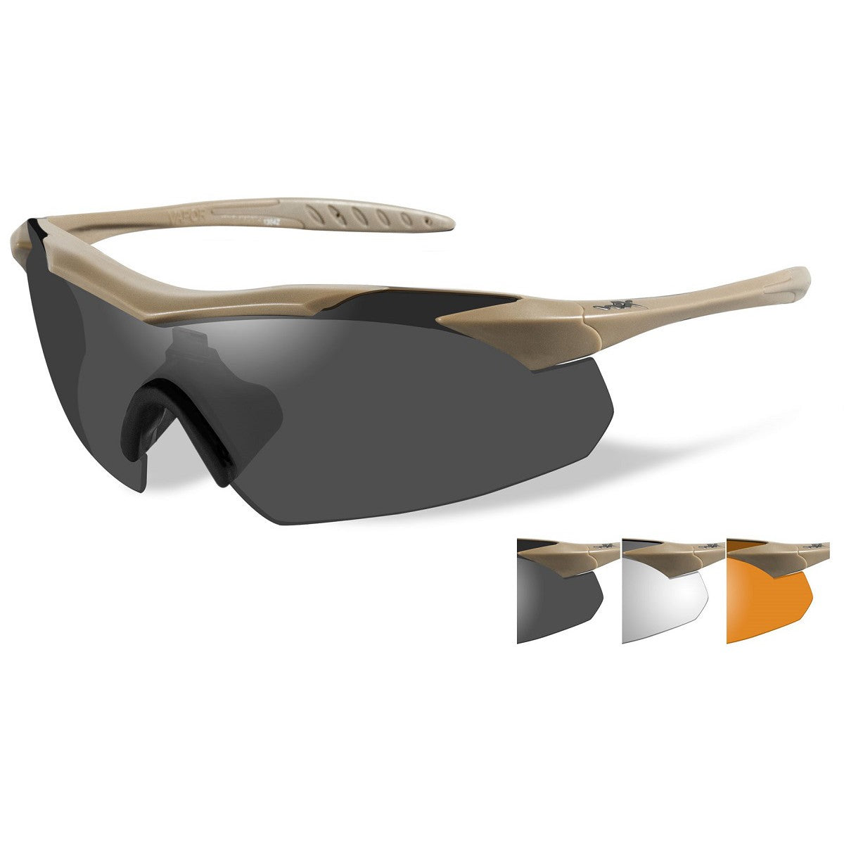 Wiley X 3512 WX Vapor Safety Glasses Tan Frame