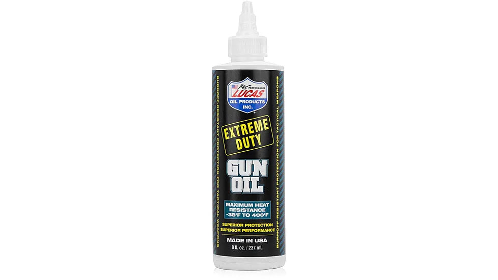 LUCAS OIL EXTREME DUTY GUN OIL LIQUID - 1 OZ AND 8 OZ