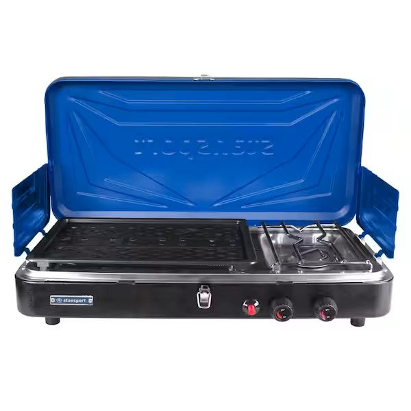 STRANSPORT 206-50 PROPANE STOVE AND GRILL COMBO-PIEZO - BL TRIM